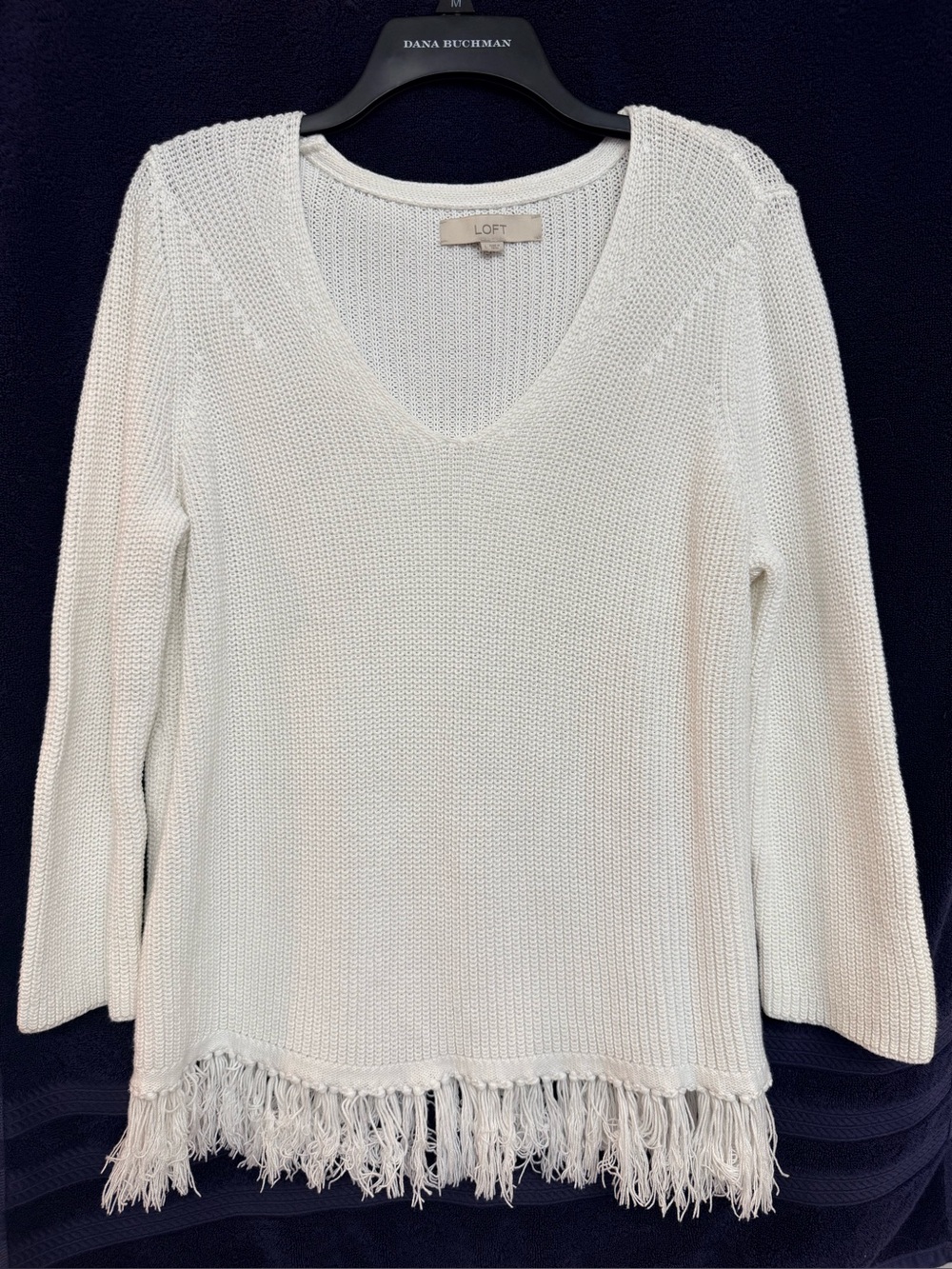 LOFT White Ribbed Knit Sweater